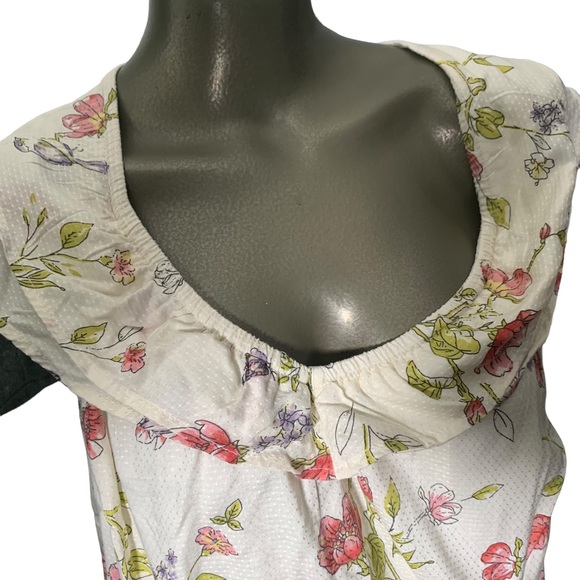 Clockhouse size 42/L/XL flower bird butterfly print ruffle dress viscose - Picture 6 of 13